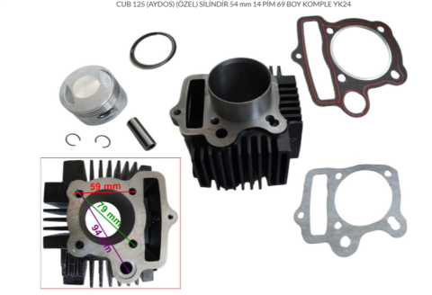 CUP YUKI AYDOS 125 CC SİLİNDİR KOMPLE 14 PİM BOY 69