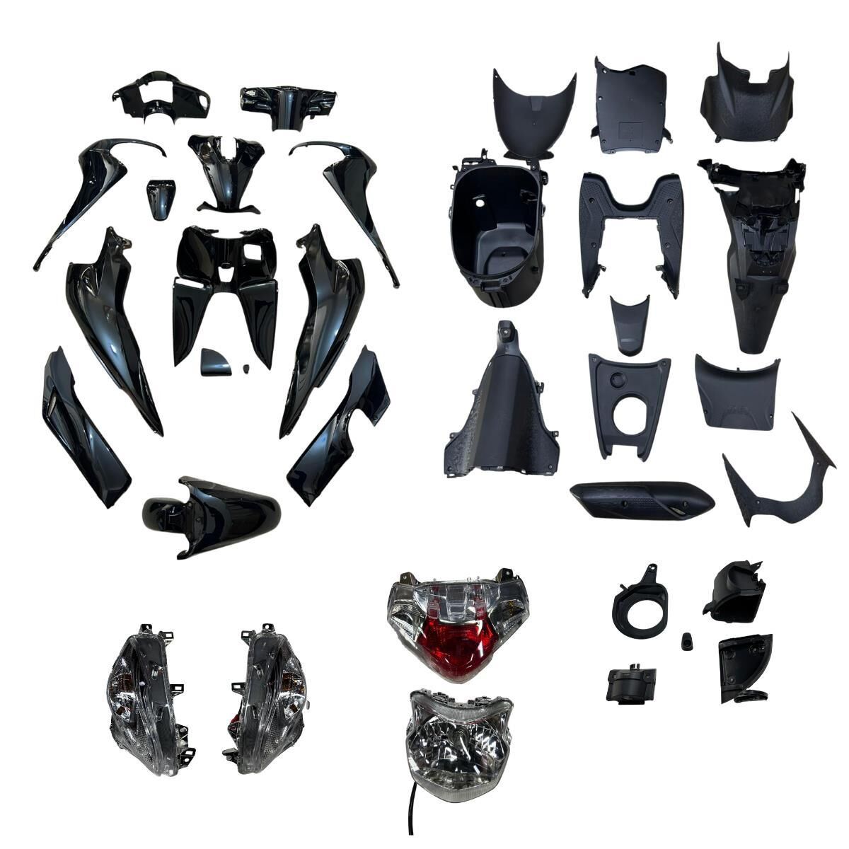 HONDA DİO 110 KAPORTA SETİ SİYAH AYDINLATMA GRUBU DAHİL (28 PARÇA FULL SET)