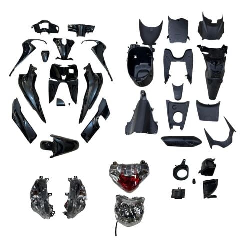 HONDA DİO 110 KAPORTA SETİ SİYAH AYDINLATMA GRUBU DAHİL (28 PARÇA FULL SET)