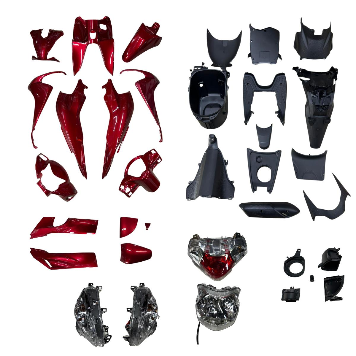 HONDA DİO 110 KAPORTA SETİ KIRMIZI AYDINLATMA GRUBU DAHİL (28 PARÇA FULL SET)