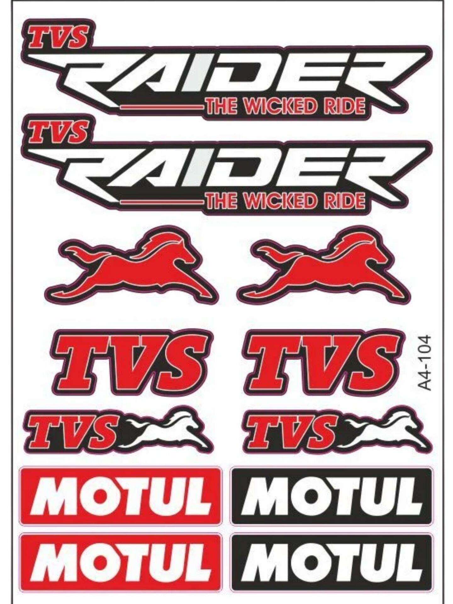 TVS RAIDER 125 STİCKER SETİ KIRMIZI