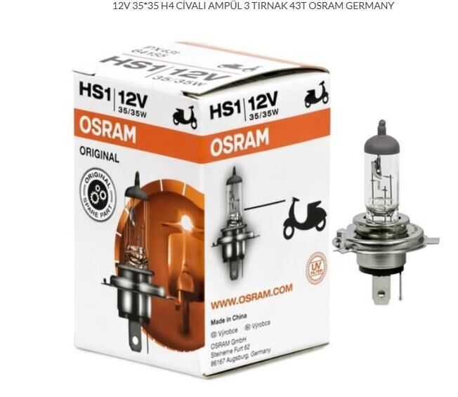 12V 35-35 H4 CİVALI AMPÜL 3 TIRNAK 43T OSRAM GERMANY