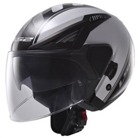 LS2 KASK OF586 ATOM SİYAH BEYAZ GÜNEŞ GÖZLÜKLÜ YARIM KASK