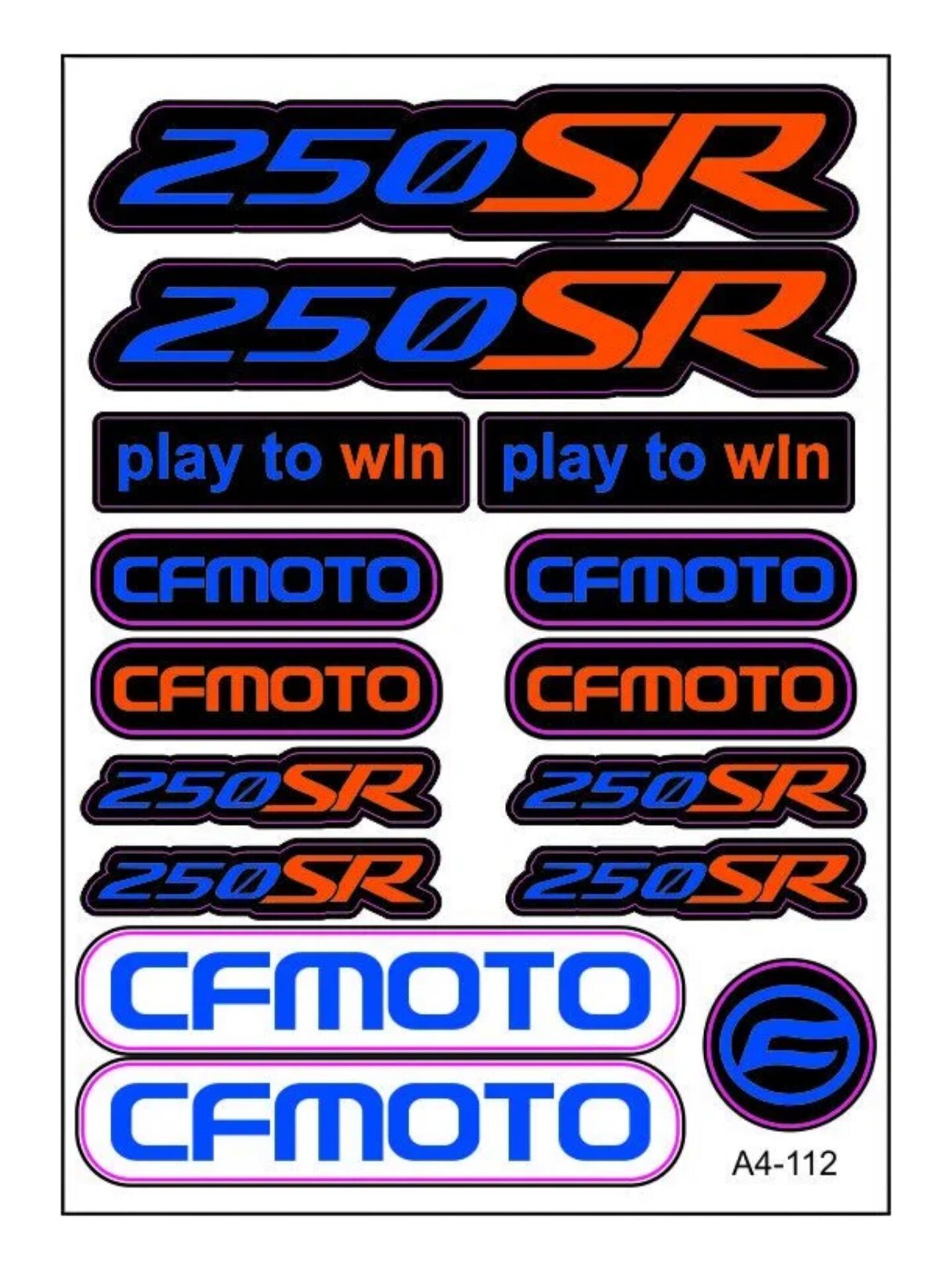 CF MOTO 250SR STİCKER SETİ TURUNCU