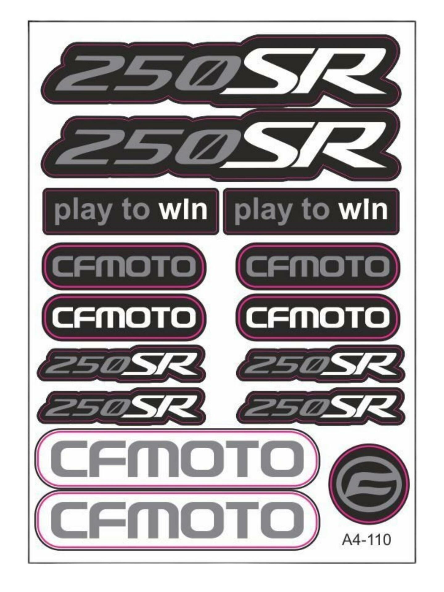 CF MOTO 250SR STİCKER SETİ SİYAH