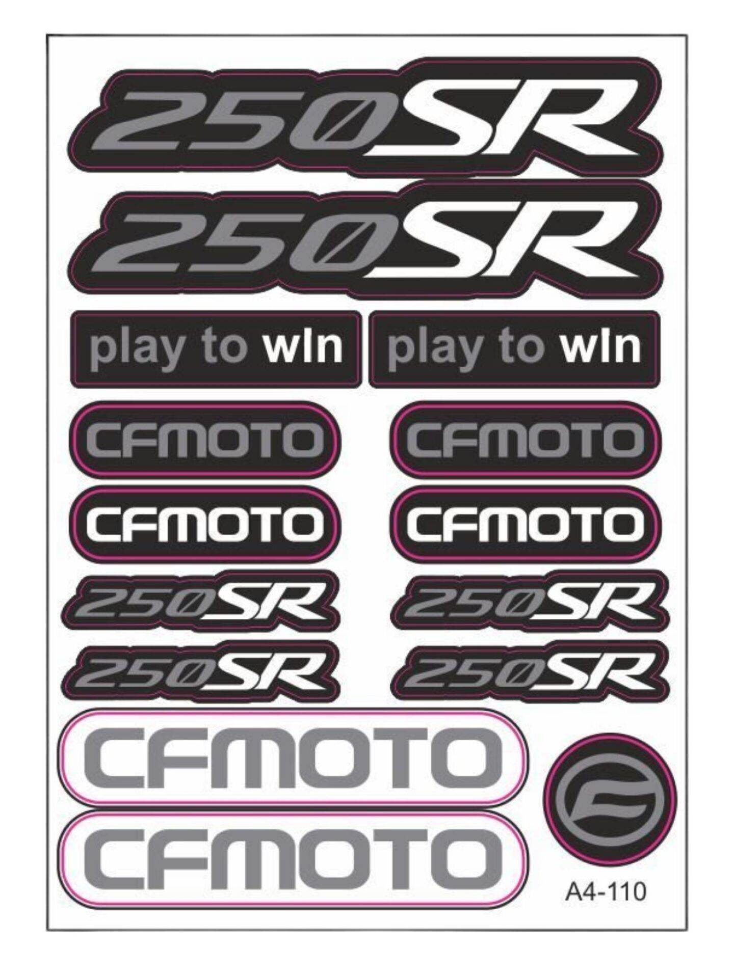 CF MOTO 250SR STİCKER SETİ SİYAH