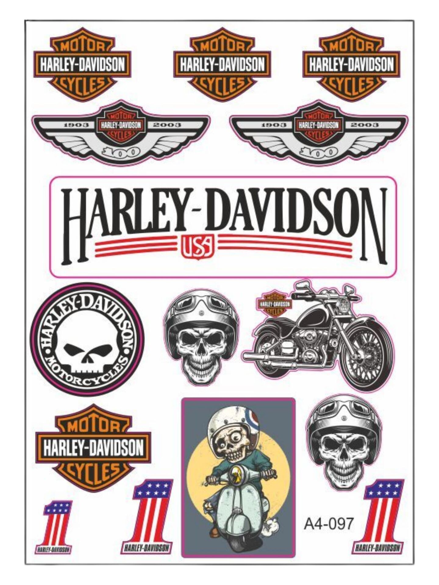 HARLEY DAVİDSON MOTOSİKLET STİCKER SETİ