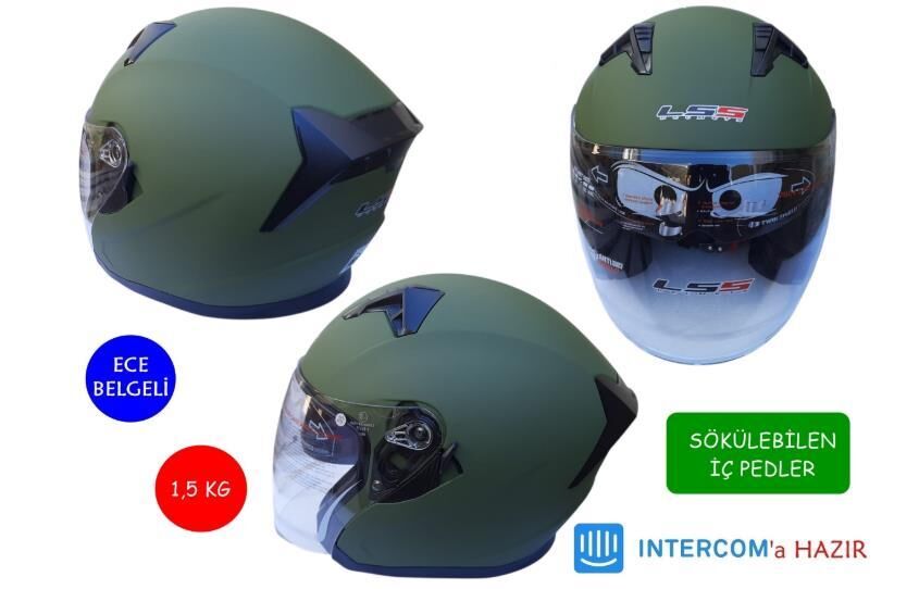 KASK LSS ÇENESİZ VİZÖRLÜ MAT YEŞİL L BEDEN